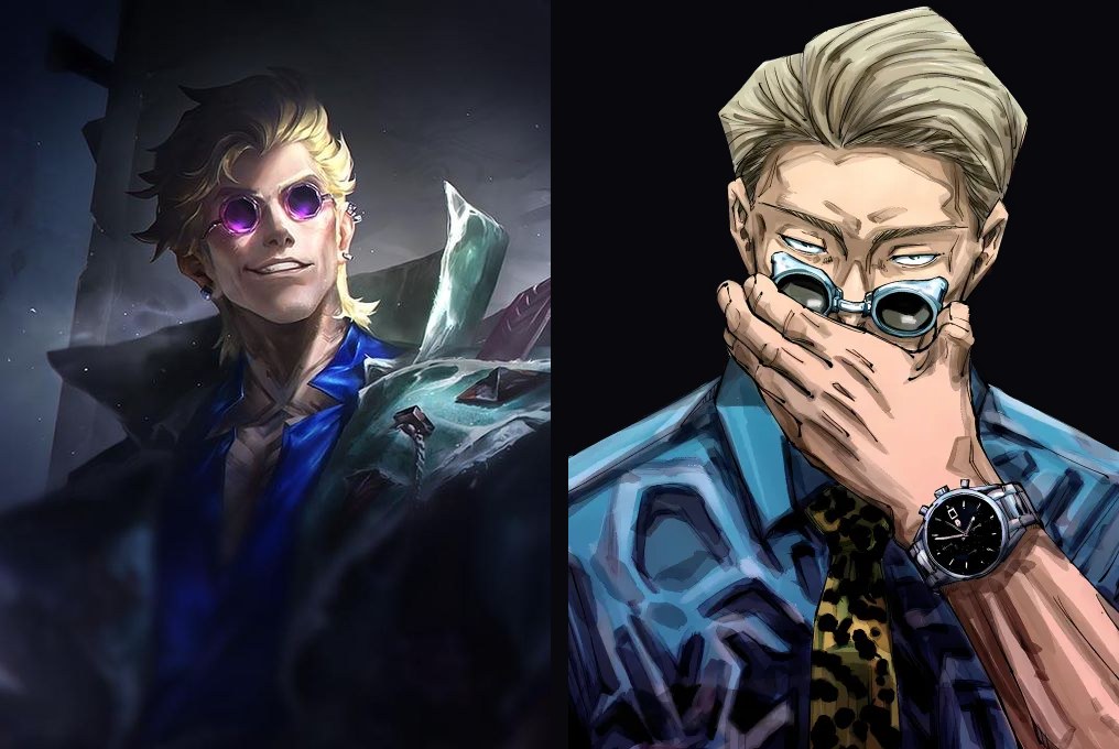 League of Legends' Locke beside Jujutsu Kaisen's Nanami Kento